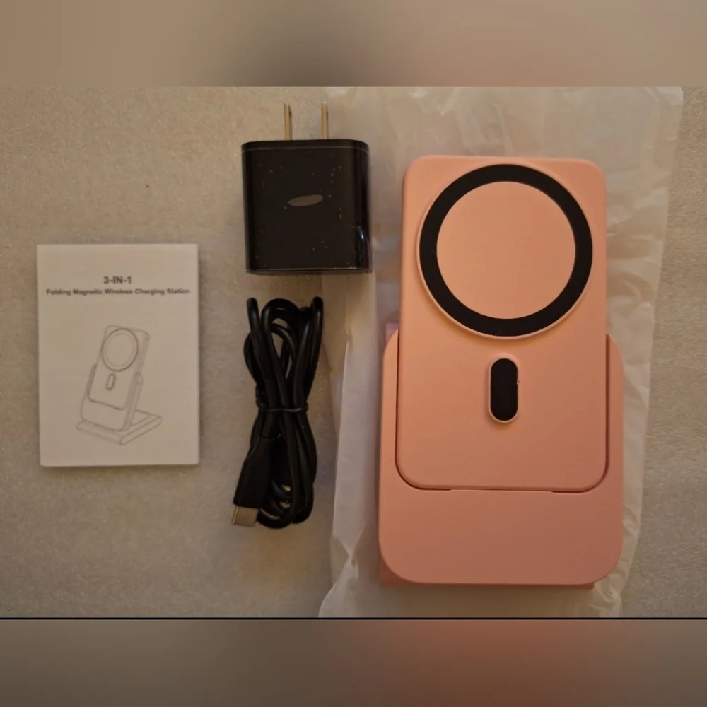 3 in 1 Wireless Charging Station,5000mAh Fast Foldable/Portable Charger/ iPhone
